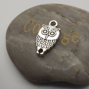 Silver whimsical owl charm
